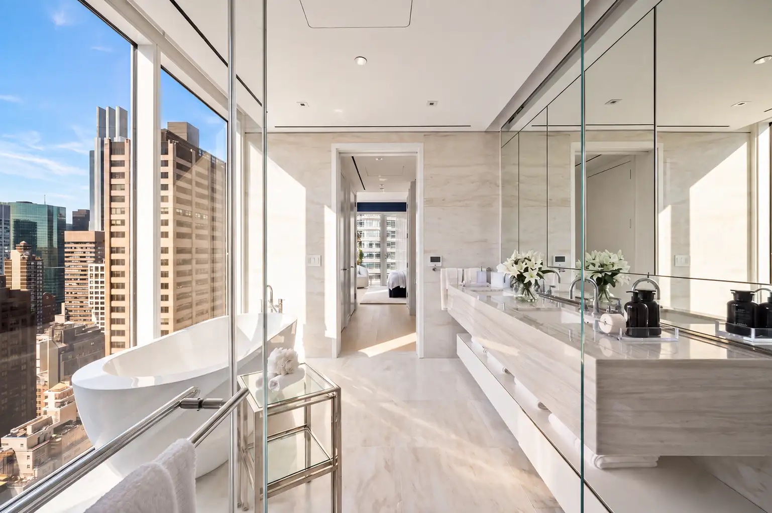 Elysia primary bathroom finished in marble